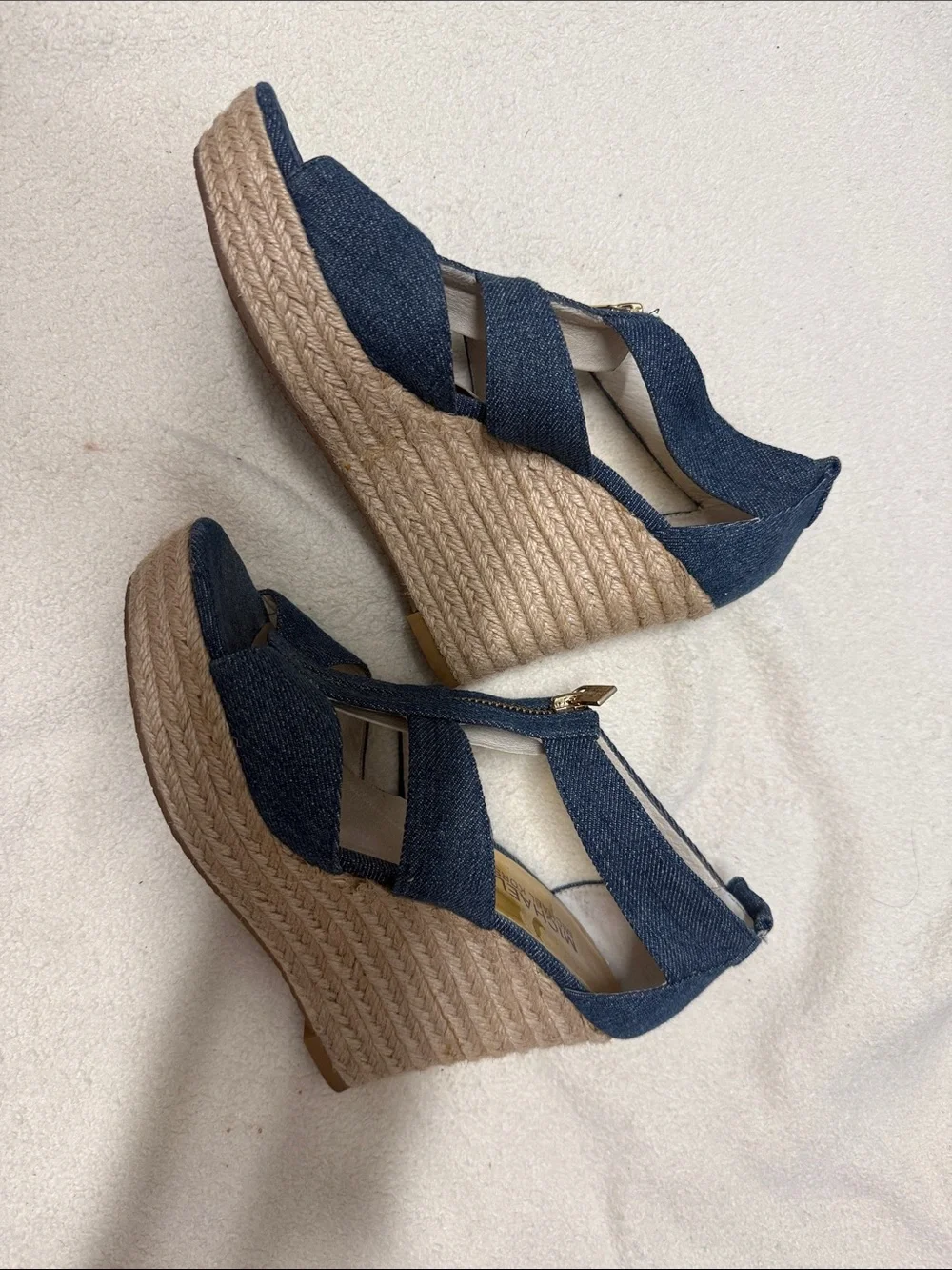 Michael Kors Denim Strappy Zip-Heel Sandals - Blue